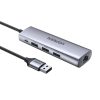 UGREEN CM266 5in1 HUB Adapter USB, 3x USB 3.0, micro USB, RJ45 (szürke)