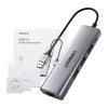 UGREEN CM266 5in1 HUB Adapter USB, 3x USB 3.0, micro USB, RJ45 (szürke)