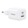 Ugreen X514 USB + USB-C fali töltő, GaN, 20W (fehér)