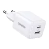 Ugreen X514 USB + USB-C fali töltő, GaN, 20W (fehér)