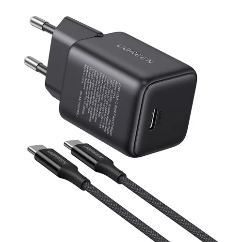 Ugreen X513 GaN USB-C fali töltő + 1 m-es USB-C kábel (fekete)