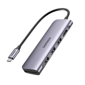   UGREEN 6-in-1 USB-C (Type-C) -3xUSB-A/ 4K HDMI/ SD, TF Kártyaolvasó HUB [CM195]