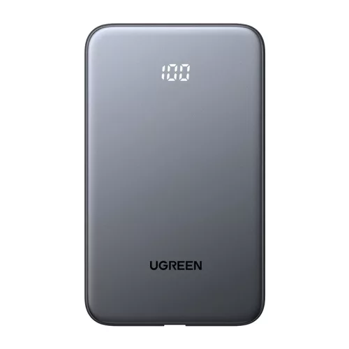 Ugreen PB526 10000mAh-s power bank USB + USB-C, 20W, beépített kábellel (szürke)