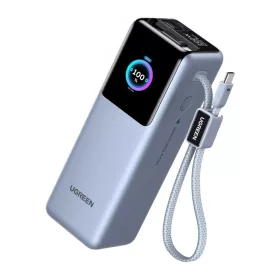   Ugreen PB728 Nexode Pro 25 000mAh-s hordozható akkumulátor, USB + USB-C, 200W, beépített kábellel (szürke)