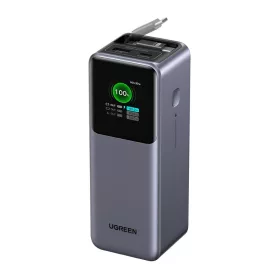   Ugreen PB726 20000mAh-s power bank USB + USB-C, 165W, beépített kábellel (szürke)
