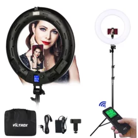   VILTROX VL-600T Fotó Video LED - 3400LM 45W 3300K-5600K RingLight Kör-lámpa & Állvány