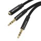 Vention BBLBF mini jack 3.5mm (female) to 2x mini jack 3.5mm (male) kábel, 1m (Fekete)