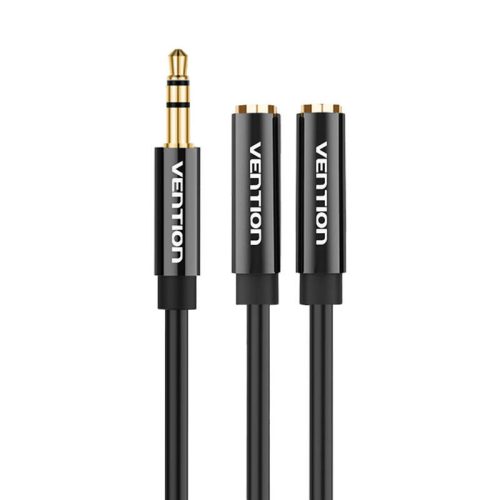 Vention BBSBY sztereó audió elosztó, 3,5mm male–2x female csatlakozóval, 0,3 m (Fekete)