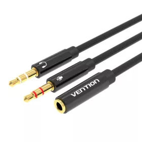   Vention 3.5mm jack audiókábel–1 x male, 2 x female, 0,3m (Fekete)