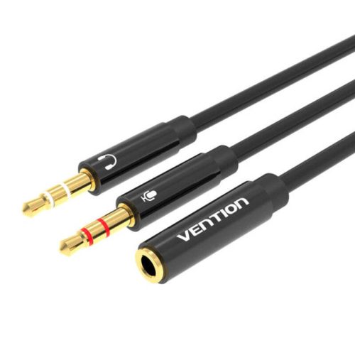 Vention 3.5mm jack audiókábel–1 x male, 2 x female, 0,3m (Fekete)