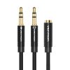 Vention BBUBY 2x 3.5mm audiokábel 0,3m (Fekete)