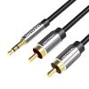 Vention audio kábel 3.5mm Jack–2 x RCA, 2m (Fekete)