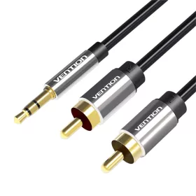 Vention BCFBJ 2xRCA–3.5mm audiokábel , 5m (Fekete)