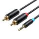 Vention 3.5mm Mini Jack–2x RCA kábel 3m (Fekete)