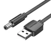 Vention USB 2.0 - DC 5.5mm Tápkábel - 1m (Fekete) (CEYBF)