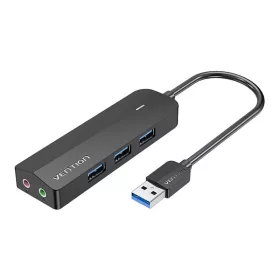   Vention 3 Portos USB 3.0 HUB Beépített hangkártyával, 0,15m, (Fekete) (CHIBB)