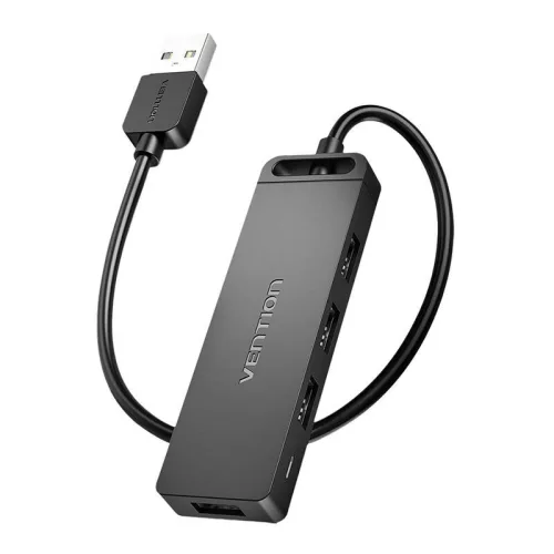 Vention 4 Portos USB 2.0 Elosztó Tápegységgel, 0.15m, (Fekete) (CHMBB)