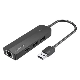   Vention 3-Port USB 2.0 HUB Ethernet Adapterrel, 100Mbps, 0.15m, (Fekete) (CHPBB)