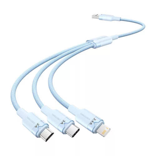 Vention 3in1 USB 2.0 Kábel 1.5M, 3A, (Kék) (CTPLG)