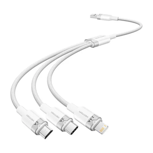 Vention 3in1 USB 2.0 Kábel 1.5M, 3A, (Fehér) (CTPWG)