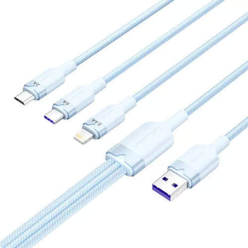 Vention 3in1 USB 2.0 A Kábel 1.5M, 6A, (Kék) (CTRLG)