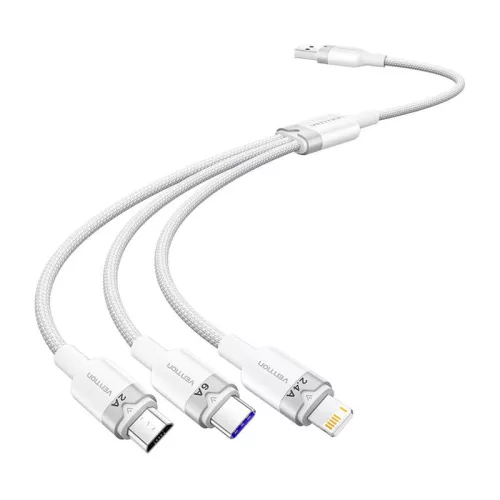 Vention 3in1 USB 2.0 Kábel 1.5M, 6A, (Fehér) (CTRWG)