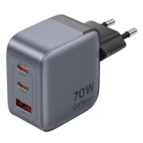 Vention 70W GaN USB-C És USB-A Gyors Töltő (Szürke) (FEXH0-EU)