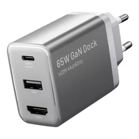   Vention USB-C És HDMI GaN Hálózati Töltő 60W (Szürke) (FJAH0-EU)