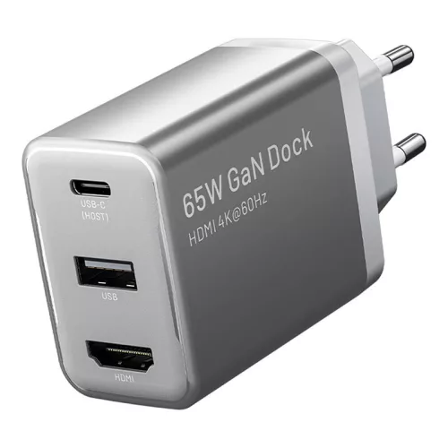 Vention USB-C És HDMI GaN Hálózati Töltő 60W (Szürke) (FJAH0-EU)