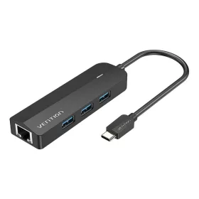   Vention USB-C többportos Adapter 3x USB 3.0, RJ45, Micro USB, 0.15m (Fekete) (TGPBB)