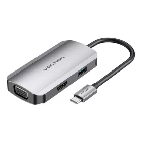   Vention USB-C Dokkoló HDMI, VGA, USB 3.0, PD Csatlakozó , 0.15m, (Szürke) (TOAHB)