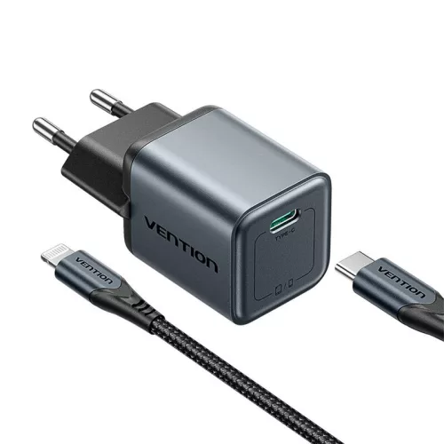 Vention 20W GaN USB-C Gyorstöltő + - 1m USB-C - Lightning Kábel (TZ-FEVH0-EU)
