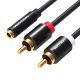 Vention 3.5mm Female- 2x RCA Male audio kábel, 1m, (Fekete)