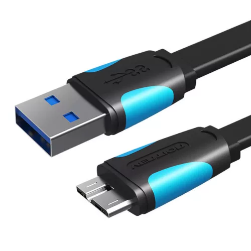 Vention - 1m USB 3.0 A-Micro-B Lapos Kábel (Fekete) (VAS-A12-B100)