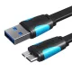 Vention - 1m USB 3.0 A-Micro-B Lapos Kábel (Fekete) (VAS-A12-B100)