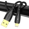 Vipfan Prémium USB És Lightning Töltőkábel, 3A, 1.2m, Arany (CB-X7-LT)