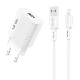   Vipfan USB Hálózati Töltő 2,4A /Lightning Kábel(E01S-LT)