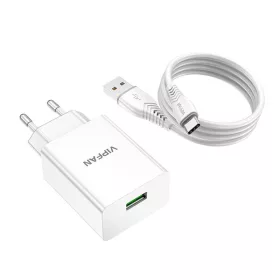   Vipfan 18W USB Fali Töltő QC 3.0-val És /USB-C Kábel(E03S-TC)