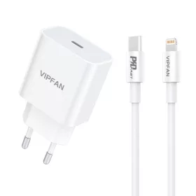   Vipfan 20W USB-C Fali Töltő QC 3.0-val És /Lightning Kábel(E04 CL)