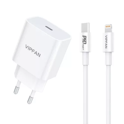 Vipfan 20W USB-C Fali Töltő QC 3.0-val És /Lightning Kábel(E04 CL)