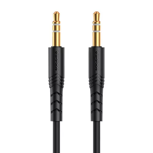Vipfan L04 mini jack 3.5mm AUX kábel, aranyozott, 1m (fekete)