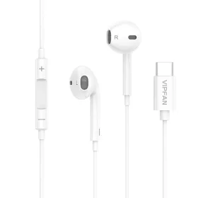   Vipfan M14 vezetékes in-ear fülhallgató, USB-C, 1,1 m (fehér)