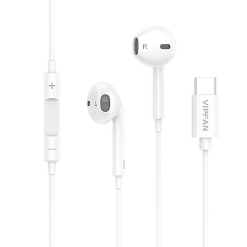 Vipfan M14 vezetékes in-ear fülhallgató, USB-C, 1,1 m (fehér)