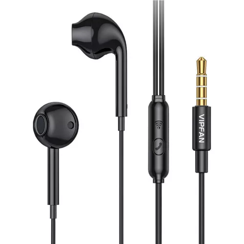 Vipfan M15 vezetékes fülhallgató, 3,5mm-es jack, 1 m (fekete)