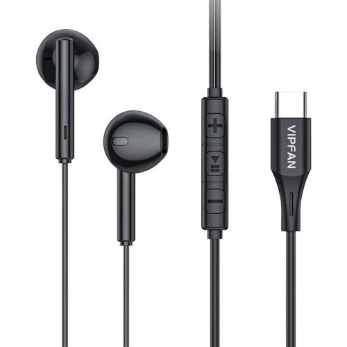 Vipfan M18 vezetékes in-ear fejhallgató, USB‑C (fekete)