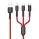 Vipfan 3in1 USB Kábel USB-C/Lightning/Micro 1.5m 3.5A (Piros) (X02LMT-red)