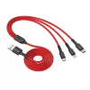 Vipfan 3in1 USB Kábel USB-C/Lightning/Micro 1.5m 3.5A (Piros) (X02LMT-red)