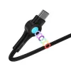 Vipfan Színes USB És USB-C Kábel, 3A, 1.2m, (Fekete) (X08TC)