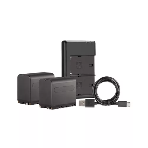 Westcott NP-F970 kettős akkumulátorcsomag töltővel (2 csomagos L-sorozat 7,4V, 6600mAh, 48,8Wh)