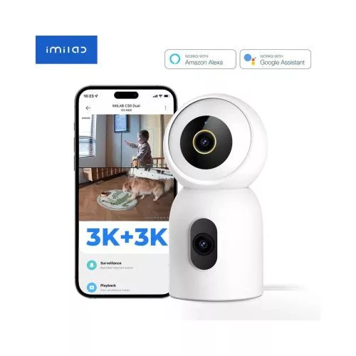 Xiaomi IMILAB C30 Dual otthoni biztonsági kamera, Night Vision, 360, 3K+3K (fehér)